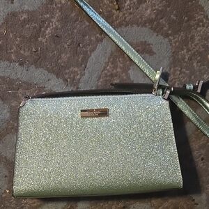 Kate Spade Green Glitter Wristlet